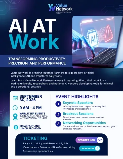 AI at Work conference poster advertising September 30, 2026, at Wurlitzer Events.