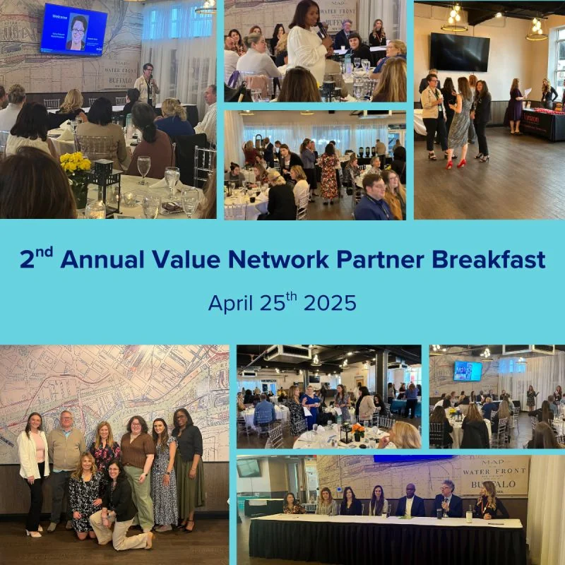 Photo collage from the second annual Value Network Partner Breakfast on April 25, 2025.
