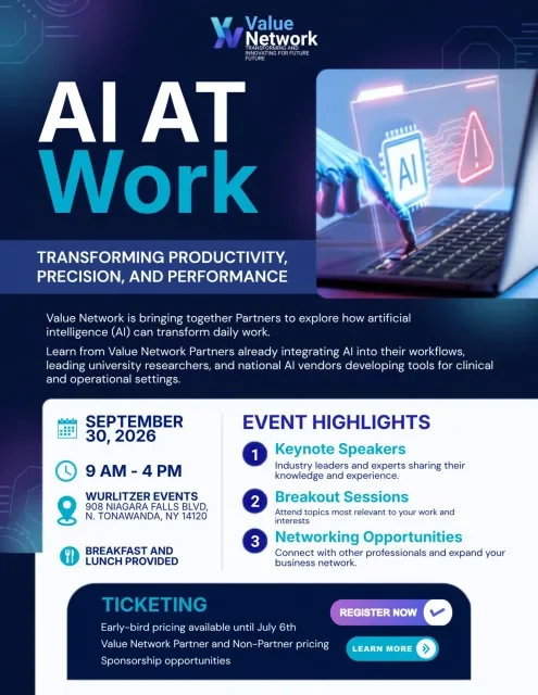 AI at Work conference poster advertising September 30, 2026, at Wurlitzer Events.